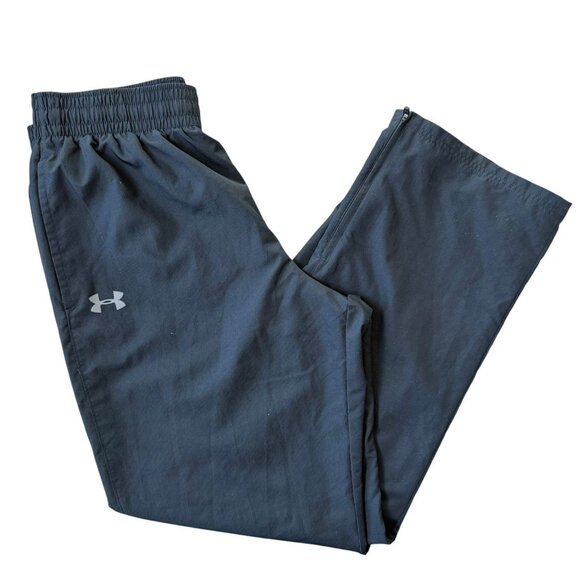 Under Armour Warm Up Pants Mens Large Mesh Lined Woven Straight Leg Black - Picture 1 of 8
